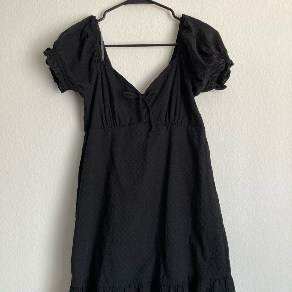 Black Puff Sleeve Mini Dress